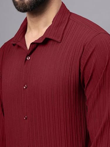 Image of FILO HEVIS Men's Casual Button Down Popcorn Shirts Stylish Long Sleeve Linen Textured Beach Summer Shirt