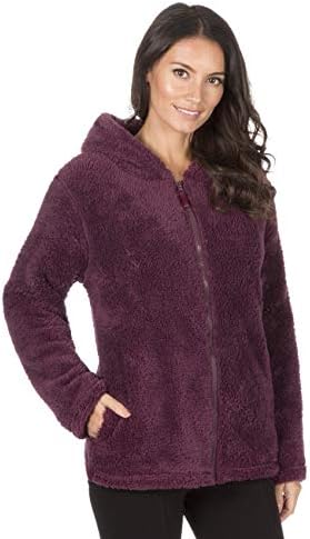 Forever Dreaming Womens Snuggle Fleece Bed Jacket - Zip Up Front Hooded Pyjama Top