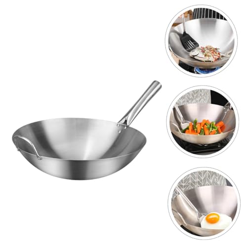 Wok redondo con mango y fondo redondo de acero inoxidable miniatura 3