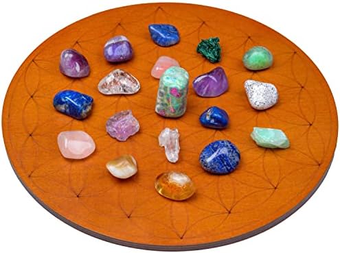 Curawood Crystal Grid Board for Stones - 10" Diameter Flower of L...