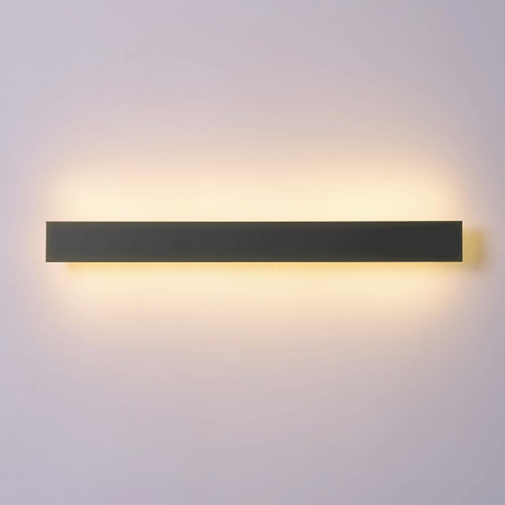 Applique murale linéaire LED 3000K noire longue en acrylique pour salon