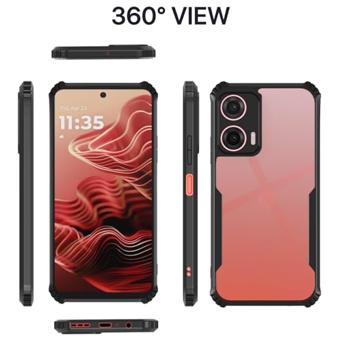 Image of Pikkme Crystal Clear Transparent Back Cover | Ultra Hyrbid | Full Camera Protection | Raised Edge | Bumper Case for Moto G35 5G (Black)