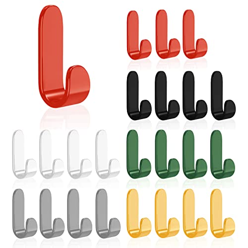 24 Pcs Plastic Adhesive Hooks, Self Adhesive Wall Hooks, For Hang Up Towel Bath Towel Jackets Utility Wall Hooks Etc, Wall Hangers Door Hooks Multicolor. #TOP6