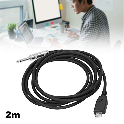 Cabo USB para guitarra de 6,35 mm, cabo de áudio para guitarra elétrica, cabo conector adaptador de