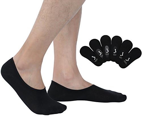 Mens No Show Socks Non-Slip Grips Casual Low Cut Boat Sock 6 Pack