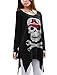 Allegra K Women Skull Cut Out Back Tops High Low Hem Cool T Shirts L Black