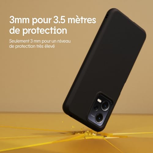 Coque solide antichoc compatible Xiaomi Redmi Note 12 5G noir mat fine - 2