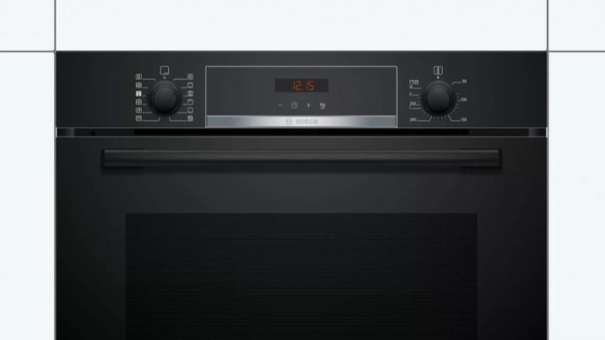 Bosch HRA574BB0 Série 4, Four à vapeur encastrable, Pyrolyse: Nettoyage du four sans effort, Écran LED rouge, 10 programmes, noir, 60 x 60 cm