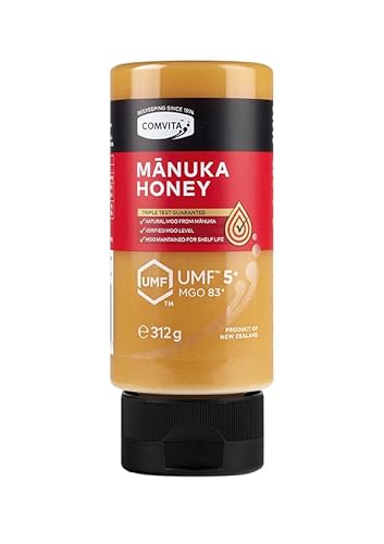 Comvita - Miel de Manuka UMF 5+ - Sirve Fácil de 312g - 100% Natural, Certificada, Antioxidante y Antibacteriana - Ideal para Salud Digestiva y Energía - Procedente de Nueva Zelanda