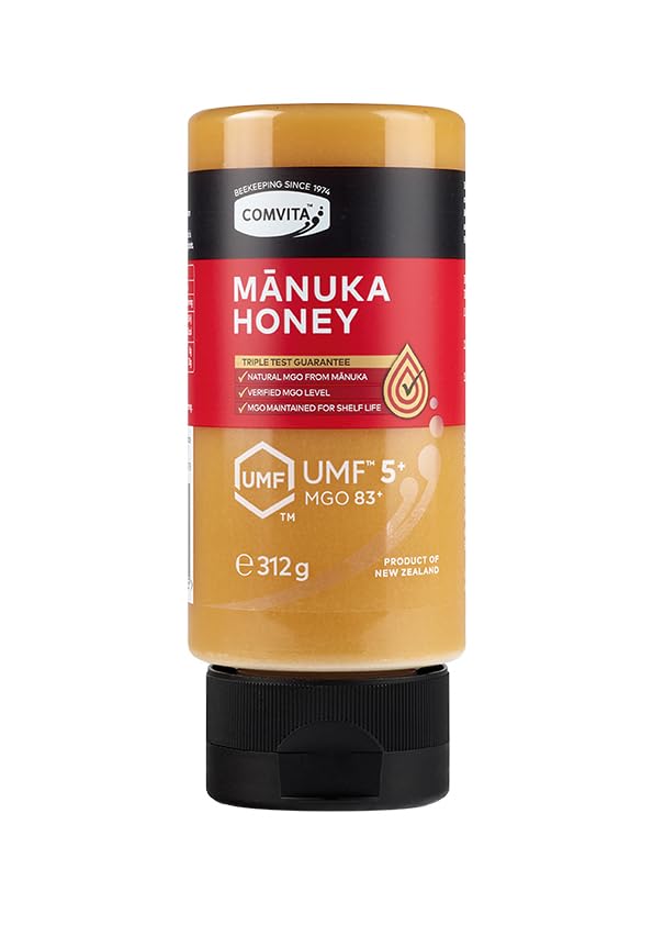 Comvita - Miel de Manuka UMF 5+ - Sirve Fácil de 312g - 100% Natural, Certificada, Antioxidante y Antibacteriana - Ideal para Salud Digestiva y Energía - Procedente de Nueva Zelanda