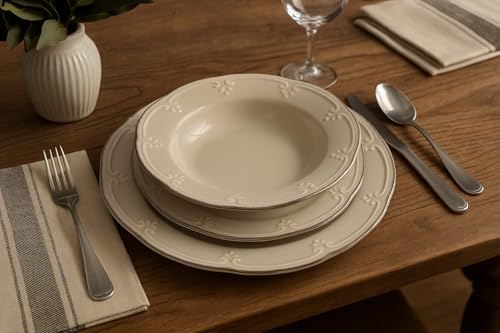 Imagen de VAJILLA PORCELANA GRES MORDERNA CALIDAD 6 PERSONAS  VERDE BEIGE  BLANCO (BEIGE