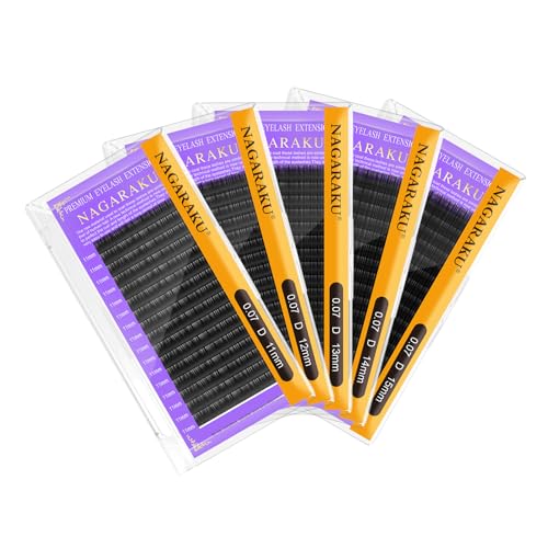 NAGARAKU Classic Individual Lashes 0.07 D 11/12/13/14/15mm 5 Trays/Pack