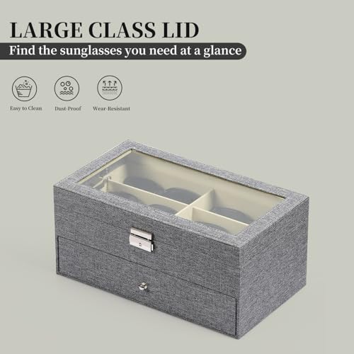 Image of AUTOARK Linen Eyeglasses Storage Case Organizer,12 Piece,Grey,AW-096 | Sunglass Display, Drawer Lockable