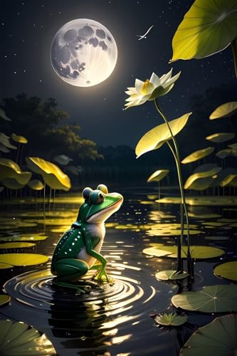 Broderie diamant grenouille et lune kit grand format 100x180 cm DIY j 432