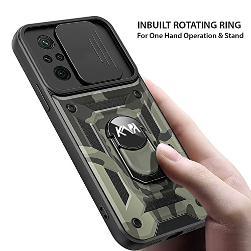 Image of Kapa Tank Back Cover for Redmi Note 10 Pro /Note 10 Pro Max, Inbuilt Ring + Slider [Military Grade Protection] Shockproof Lens Protection Case (Black)