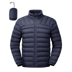 TBMPOY Men’s Lightweight Packable Puffer Winter Jackets Puffy Water-Resistant Bubble Insulated Coat for Travel Ski Hiking