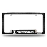 Rico Industries NCAA Illinois Fighting Illini Carbon Fiber 12" x 6" Chrome All Over Automotive License Plate Frame for Car/Truck/SUV