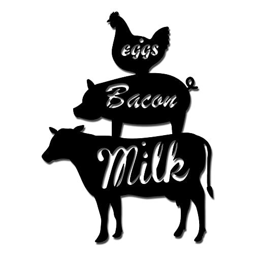 Creatcabin Metal Wall Art Farm Animals Decor Wall Hanging Plaques Ornaments Iron Cow Wall Art Sculpture Sign For Indoor Outdoor Home Livingroom Kitchen Garden Office Decoration Black 10.6 X 7.9Inch #TOP29