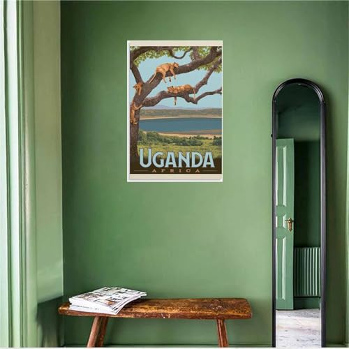 Póster de viaje vintage de Uganda: inspira tus días con la magia de África en un lienzo 5