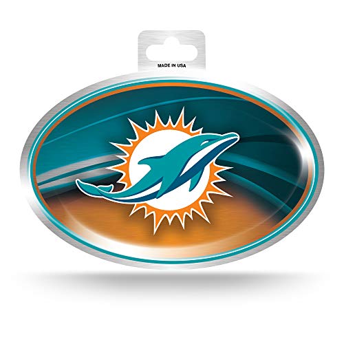 Rico Industries NFL Miami Dolphins Metallic Team Logo Sticker