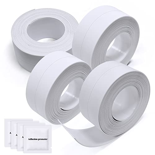 MAJOYLIFE 4 Pièces Ruban de Joint Autocollante,Bande Etancheite Autocollante Imperméable pour évier de Cuisine, Toilettes,Salle de Bain,Baignoire (Blanc) Cover