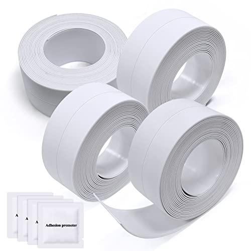 MAJOYLIFE 4 Rolls Bath Sealant Strip,Bathroom Sealer Tape,1.5 In x 10.5 Ft,Suitable for Kitchen Sinks,Worktop Edging,Toilets,Bathtubs,Wall Corners,Etc (White)