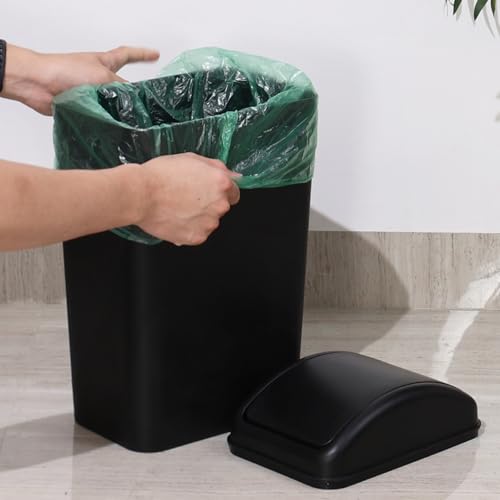 Image of Wekioger 12L / 3.5 Gallon Slim Garbage Can with Swing Lid, Black