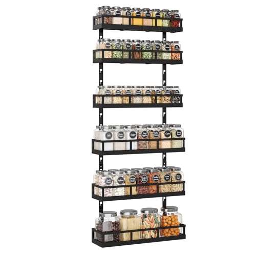 X-cosrack 6-Tier Wall-Mounted Spice Rack Organizer with Mixed Basket Sizes,