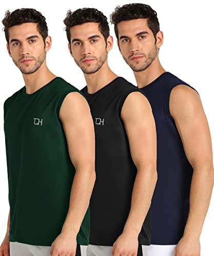Image of TQH Sleeveless T Shirts for Men | Vest for Men | Tank Top Men's | Sando for Man | Man Sleeveless Gym Vest Round Neck Solid Casual T-Shirt for Workout Running Sports Beach