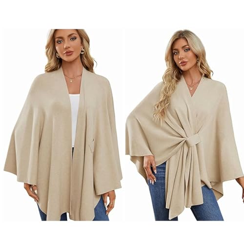 Indduilavi Elegant Solid Color Cape Shawl, Pashmina Shawl Wraps For Women, Wraps Soft Open Front Poncho Sweater3