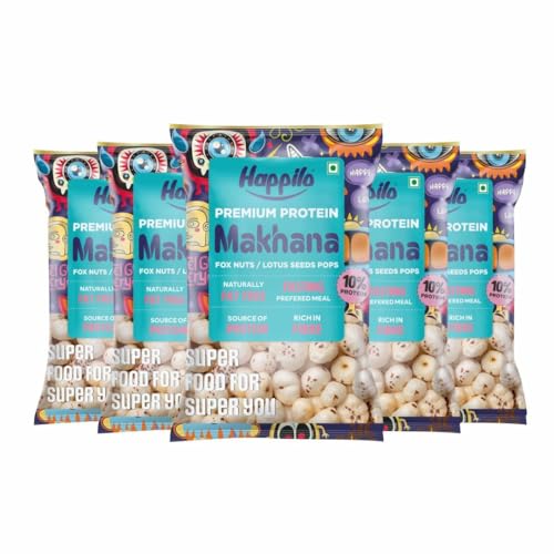 Image of Happilo Premium All Natural Fox Nuts (Phool Makhana) 200g (Pack of 5) | Lotus Seeds, Gorgon Nuts, Puffed Kernels, Hand-Picked