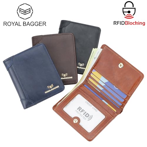 RFID Blocking Vintage Short Wallets for Men Genuine Leather Card Holder Simple Thin Bifold Wallet 3001 (Black)2