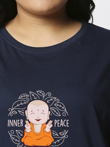 Image of Bewakoof Women's Cotton Relaxed Fit Graphic Print Boyfriend Fit Half Sleeve Round Neck T-Shirt