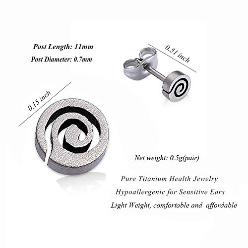 Leya Stud Earrings, Pure Titanium Hypoallergenic Spiral Earring For Women, Men, Teen Girls, Boys | Sensitive Ears (Including Titanium Earring Backs) Silver #TOP1