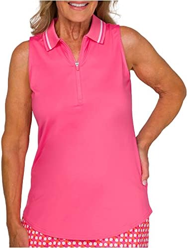 Jofit Apparel Women’s Athletic Clothing Cutaway Polo with Rib Collar for Golf & Tennis, Size Large, Salmon