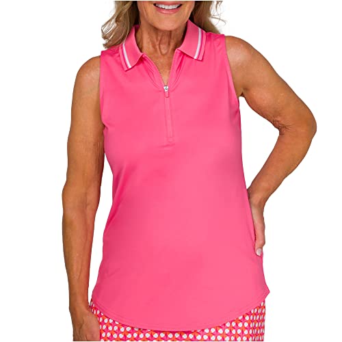 Jofit Apparel Women’s Athletic Clothing Cutaway Polo With Rib Collar For Golf & Tennis, Size Large, Salmon #TOP2