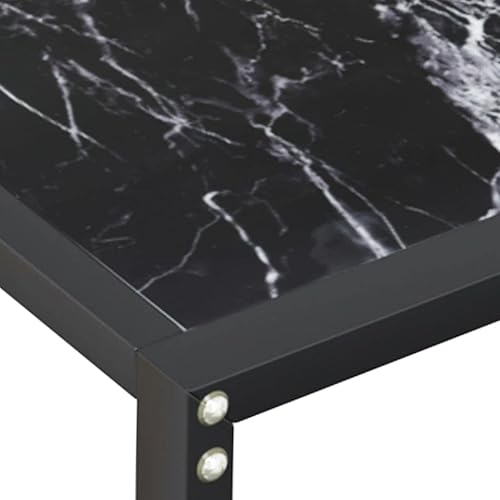 Miniatura 19 de vidaXL Mesa consola rectangular de vidrio templado en negro, para sala de estar, mesa auxiliar de acero con recubrimiento en polvo, mesa para Negro