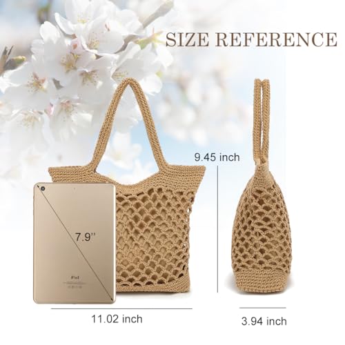 Image of Bycobecy Woven Tote Bag for Women, Summer Beach Bag Large Crochet Shoulder Purse Handbag Boho Knit Bag for Summer Travel