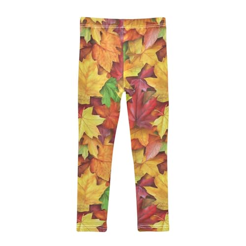 Autumn Leaves Fall Leaf Girls Leggings Soft Stretch Workout Yoga Dance Pants for Kids Casual Tights2