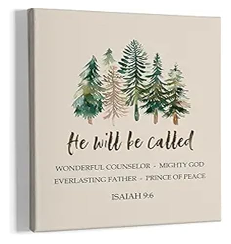Christmas Wall Decor He Will Be Called Isaiah 9 6 Bible Verse Art for Living Room(Framed,16x24inch(40x60cm))