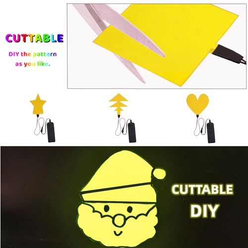 Image of Electroluminescent EL Panel Light, DIY EL Light Cuttable Paper for Decoration /Cosplay /Funny Birthday Parties /Horror Theme Parties /Pumpkinhead,Yellow (10cmx10cm)-1PCS (2, Yellow)