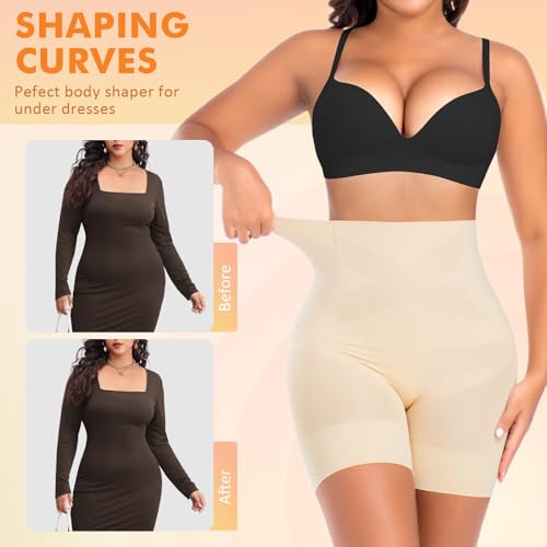 Image of Werena Shapewear for Women Tummy Control Shaping Shorts High Waist Body Shaper Panties Underwear Slip Shorts Under Dresses