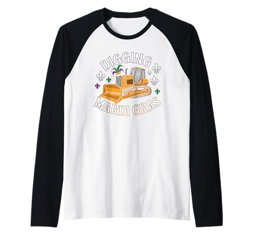 Camión de construcción de Mardi Gras, vehículo lindo para niños y niños pequeños Camiseta Manga Raglan