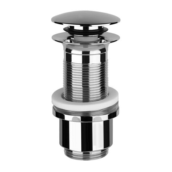 Válvula de desagüe Gessi Stop&Go 1 1/4 para lavabos sin rebosadero, válvula de vástago mín. 64mm/máx. 85mm, 1423, 01423031, Color: cromo