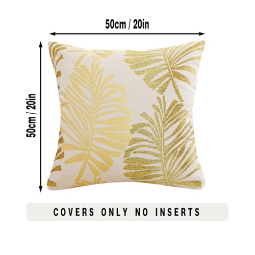 Tennove Cushion Covers 50x50cm Cotton Linen & Velvet Soft Throw Pillow Covers Set of 2 Decorative Tropic Leaf Pattern Square Cushion Cases Pillowcases for Couch Sofa Home Décor - Image 2