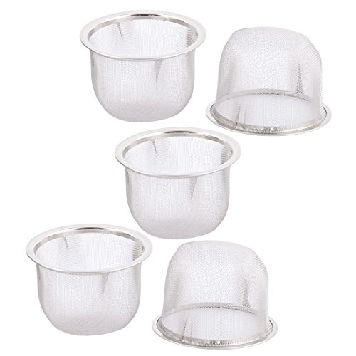 uxcell Stainless Steel Round Mesh Reusable Tea Leaf Spice Teapot Filter Strainer 75mm Dia 5pcs