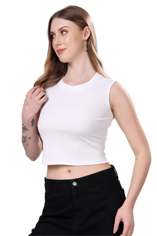 Image of London Hills Women Tops | Crop Top for Woman | Tank Tops for Woman | Sleeveless Tops' for Women Stylish | Halter Neck | Stretchable Crop Top | Ribbed Top'