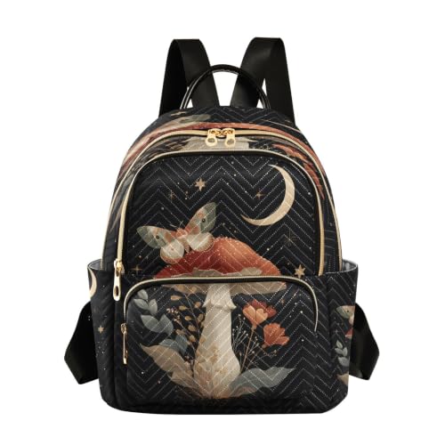 Mochila de viaje ligera para el trabajo universitario con diseño místico de hojas y luna S