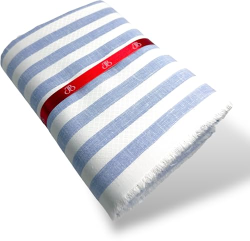 Image of JHABAK'S Unstitched Striped Shirt Fabric for Men - Cotton Linen Blend Lining Material - Shirt and Kurta Piece Cloth