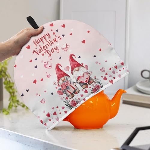 Image of Hudotybom Valentine Style Tea Cozy for Teapot - Insulated Large Cover to Keep Warm - Machine Washable Coffee Pot Cloth Cover - Valentine's Day Decorations